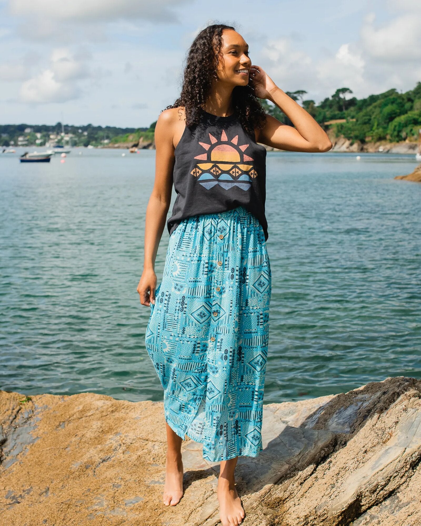 Hannah Skirt - Vintage Patchwork Blue Pool