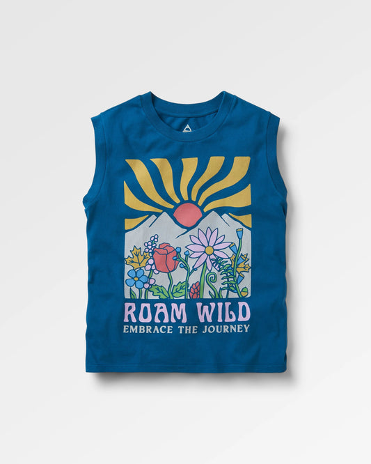 Roam Wild Recycled Cotton Vest - Tidal Blue