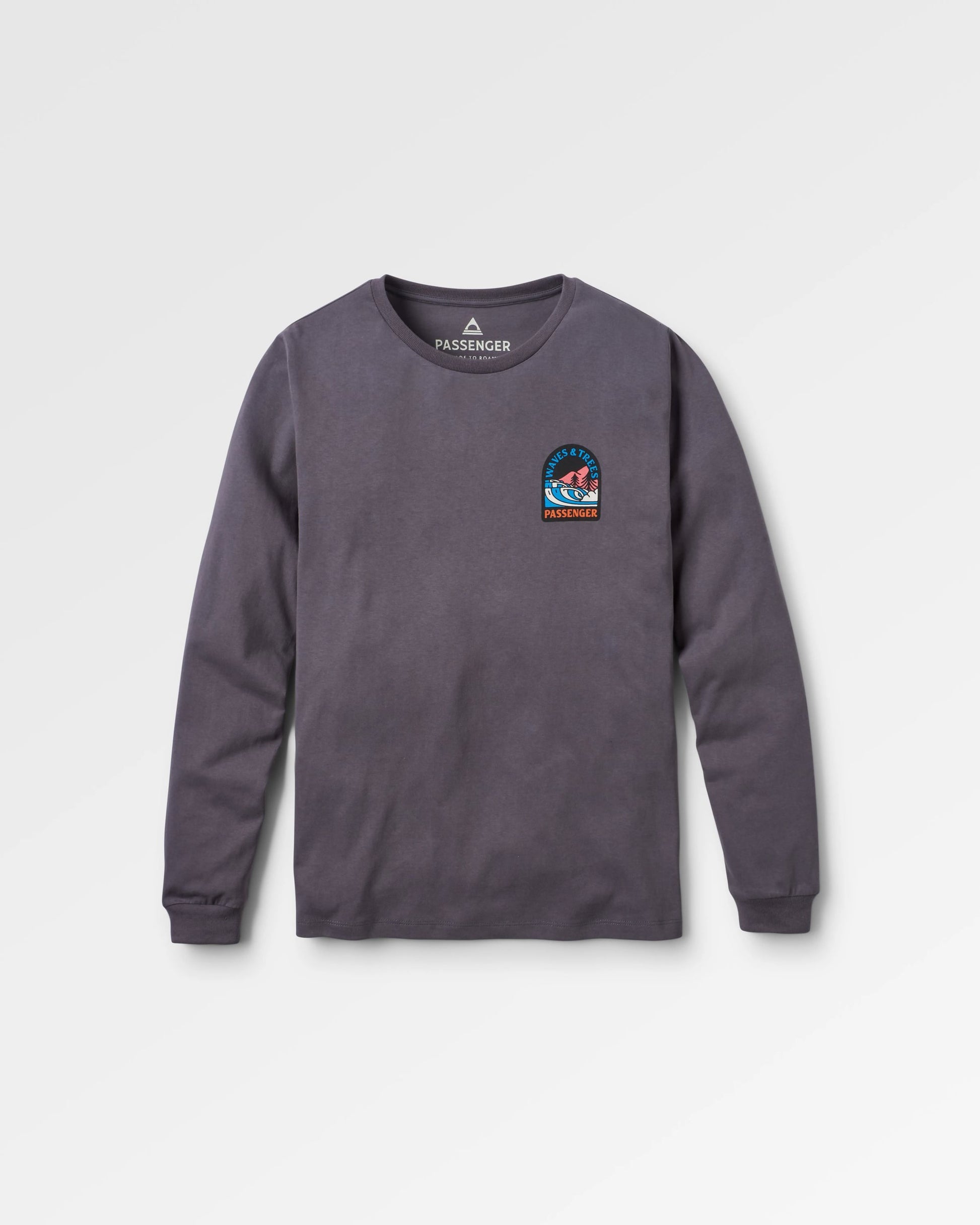 Waves & Trees Recycled LS T-Shirt - Charcoal