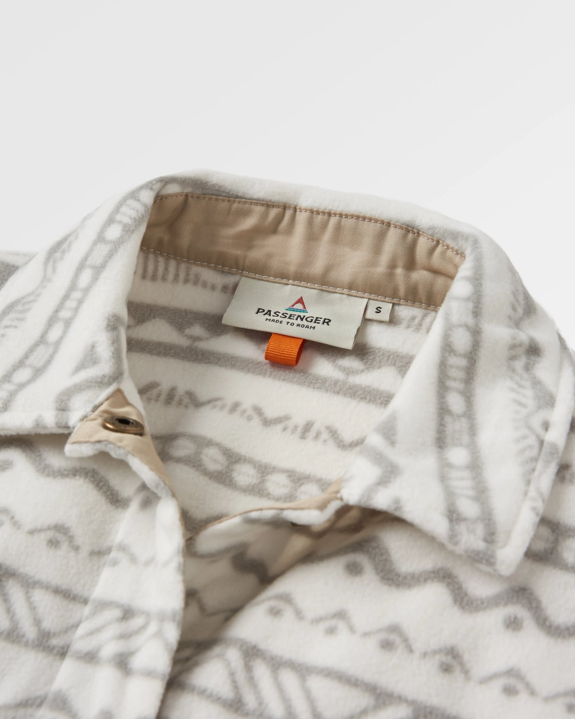 East Recycled Polar Fleece Shirt - Mountain Geo Vintage White