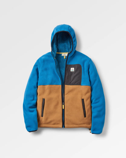 Loch Hooded Recycled Polar Fleece - Toffee/Blue Steel