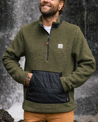 Oceanside Recycled Polar-Lined Sherpa Fleece - Khaki