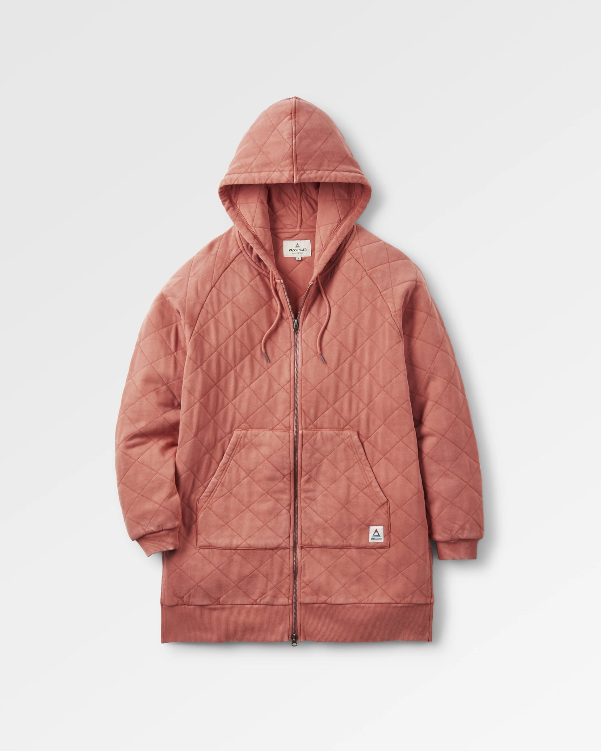 Getaway Recycled Quilted Full Zip Hoodie - Burnt Orange