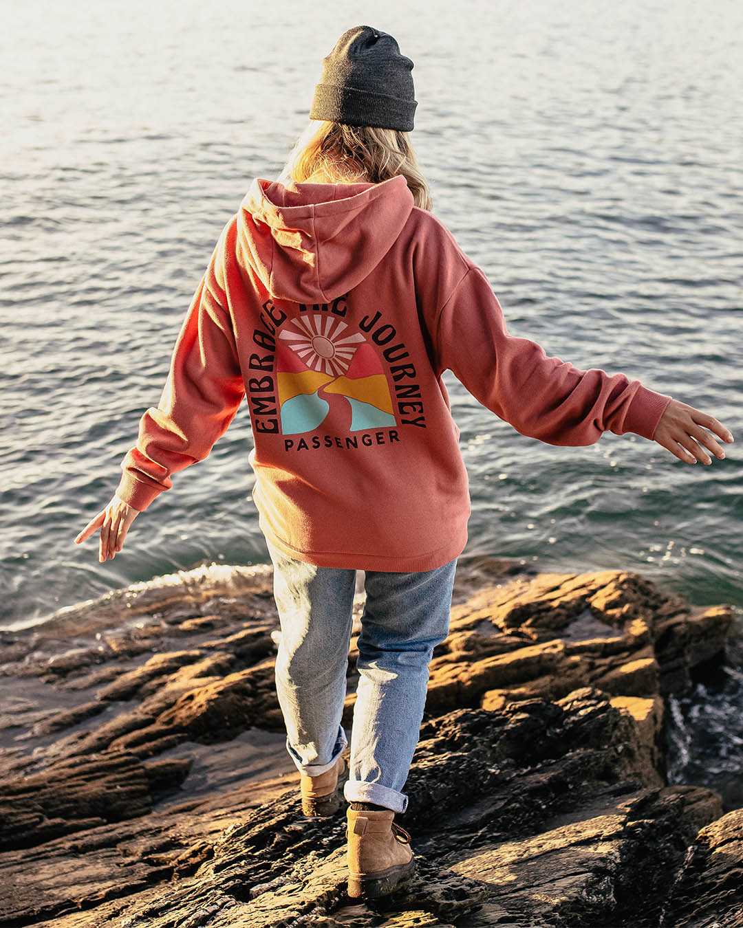 Embrace The Journey Recycled Cotton Oversized Hoodie - Pink Mahogony