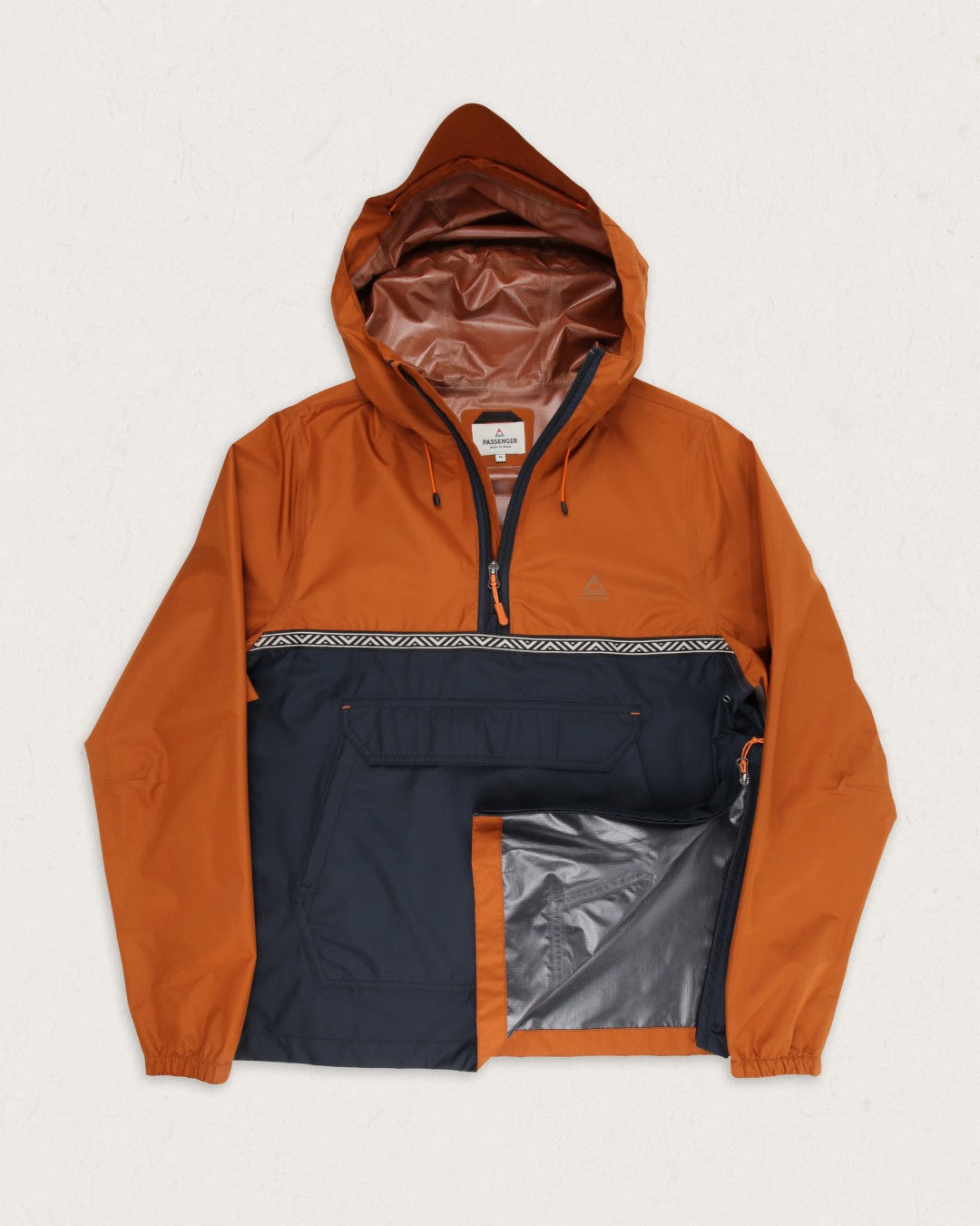 Flow 1/2 Zip Recycled Waterproof Jacket - Glazed Ginger/Deep Navy